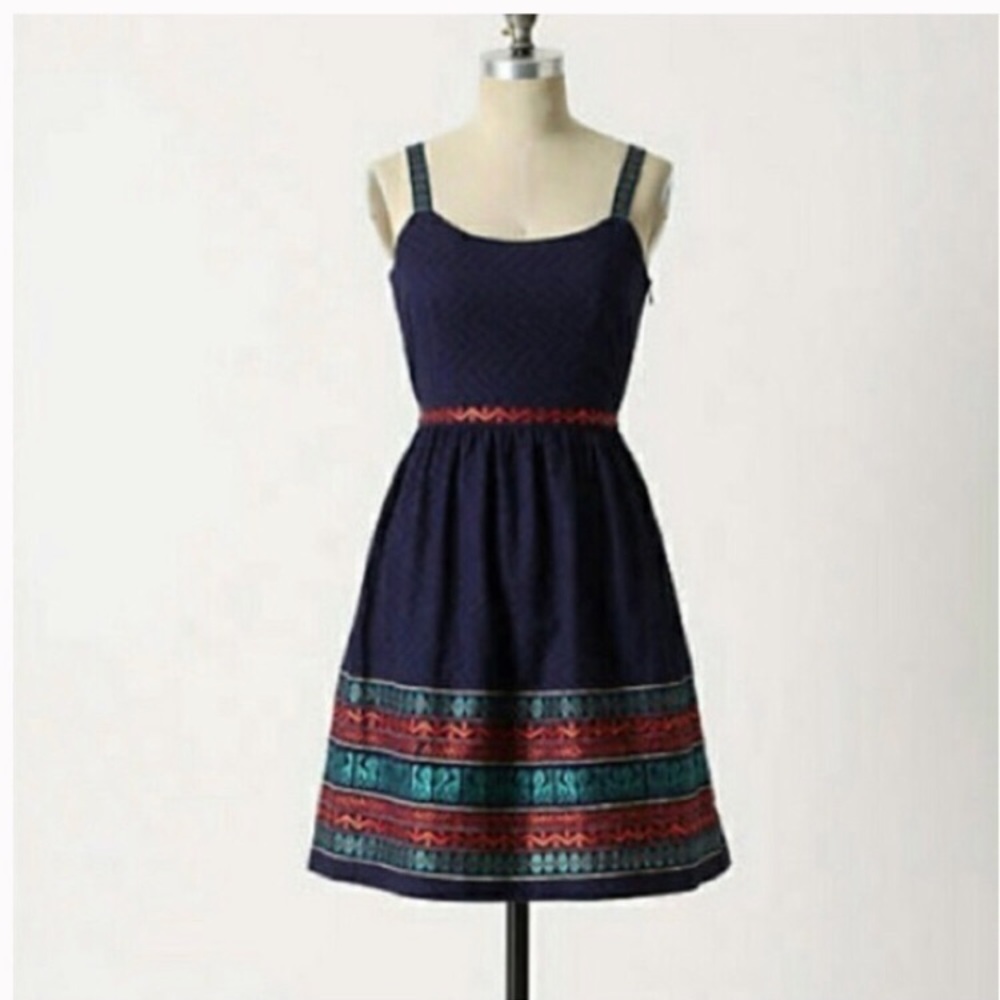 ANNA SUI x Anthropologie embroidered bird dress